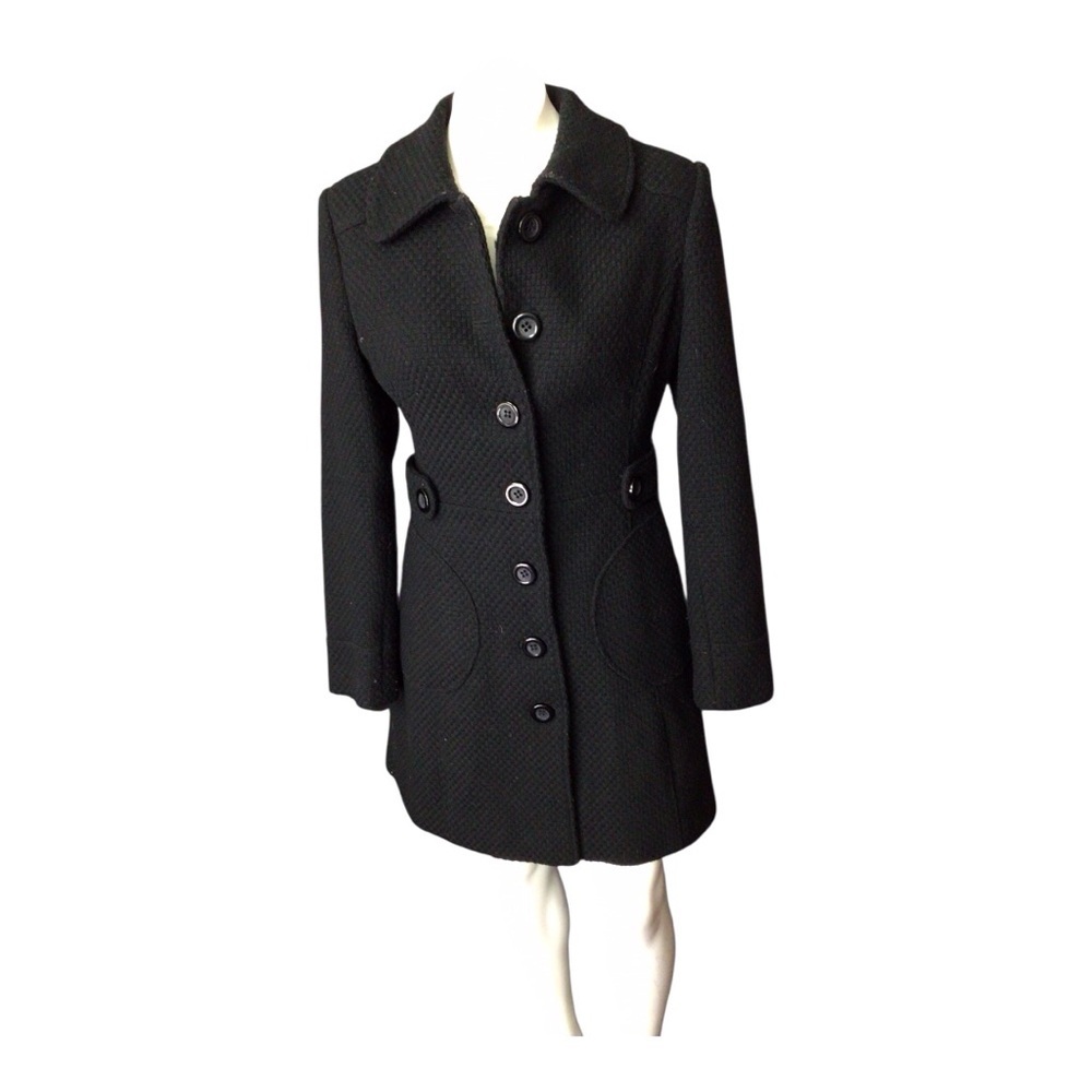 LEI Black Textured Trench Coat size small